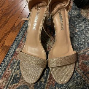 Gold sparkle heels